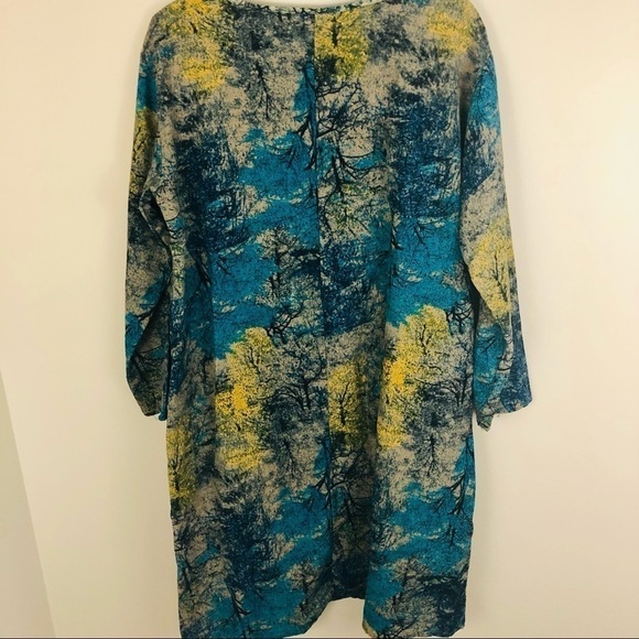 Tree Print Cacoon dress one size fits all, free flowing with pockets, jewel tone - Picture 9 of 11